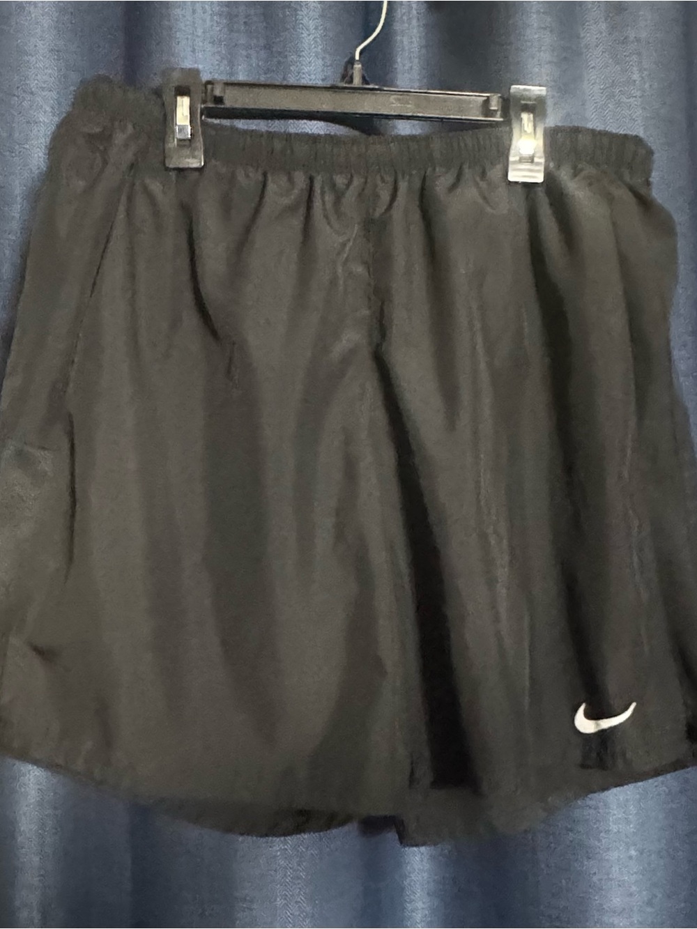 Nike Men’s Black Athletic Shorts with White Swoosh Logo